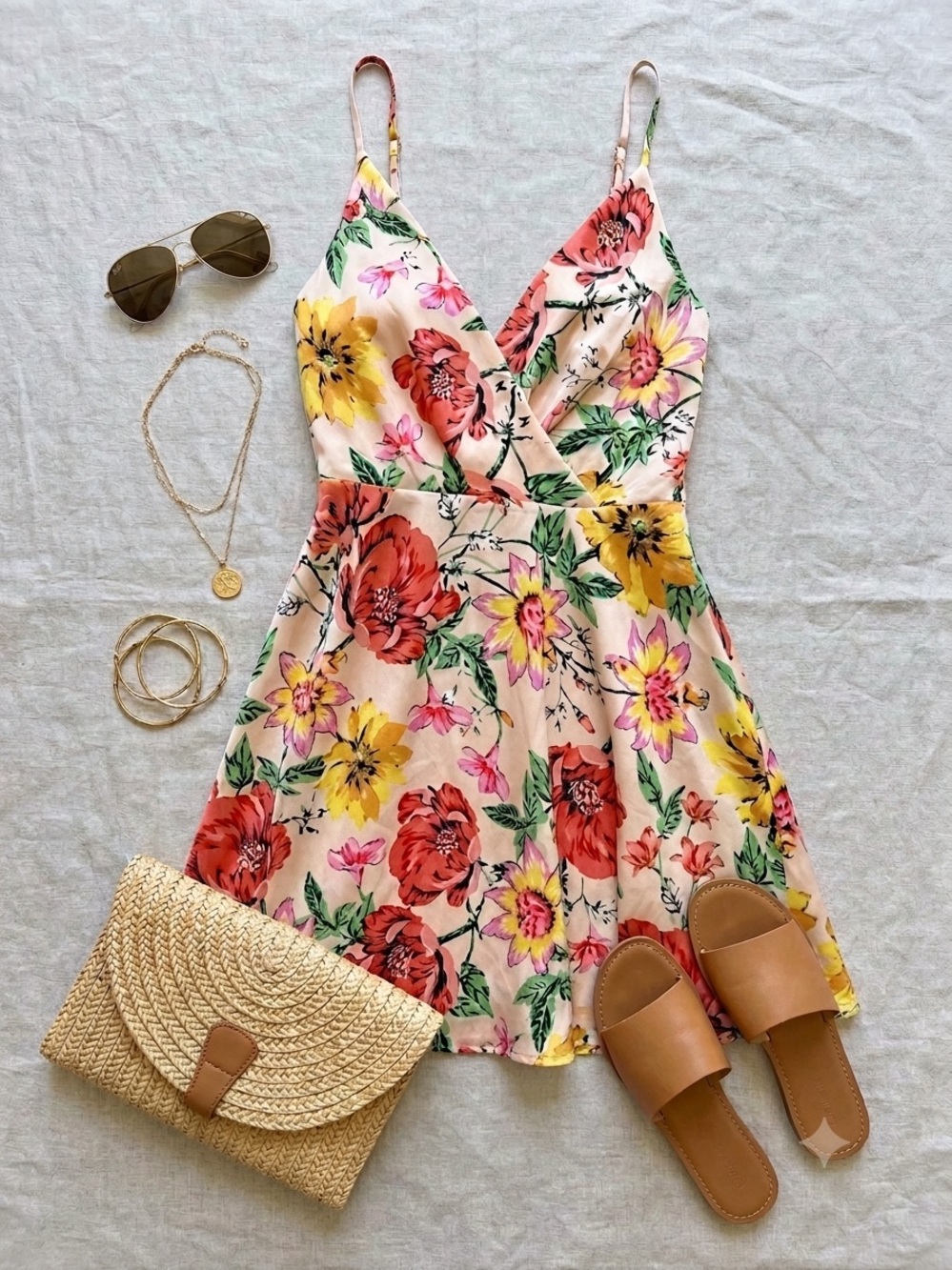 Summer Floral Wrap Front Mini Dress